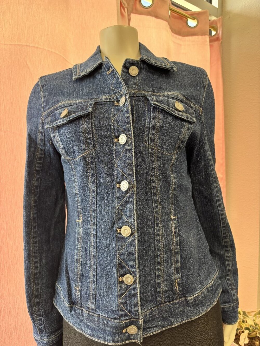 L.A. Live a Little Dark Wash Stretch Denim Jacket Small Classic Jean Jacket